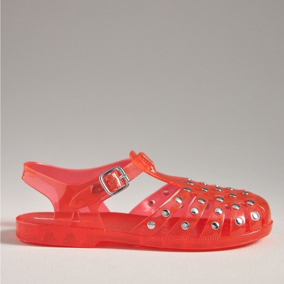Intentionally Blank x Anthropologie Studded Jelly Sandals Size 7-7.5 Red NWT - Picture 2 of 2